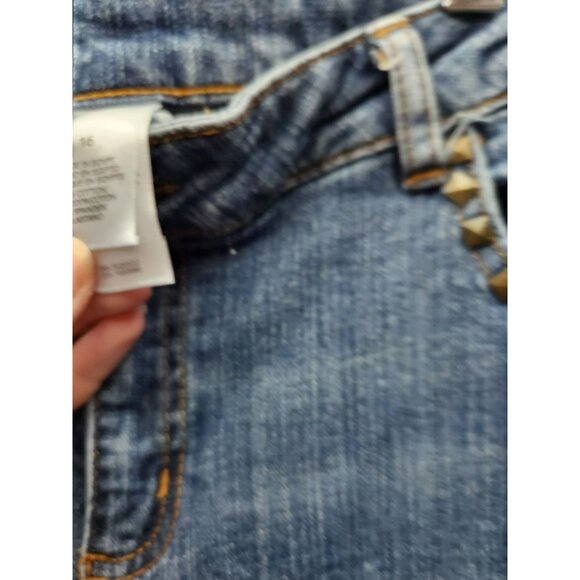 Liz & Co. Womens Stretch Denim Studded  cropped Jeans Size 16 - Picture 4 of 7